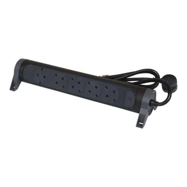 Legrand SurgeArrest 5 Outlets 1.5m Cable  Black/Grey Rotating