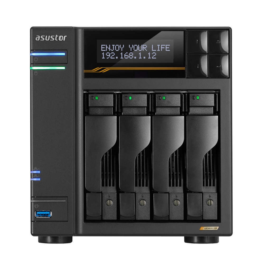96-73-ASTAS6804T ASUSTOR NAS LOCKERSTOR 4 Gen3 AS6804T 4-BAY 3,5''/4x M.2 NVMe slots/AMD Ryzen Quad-Core/16GB DDR5/2x 10 GbE, 2x5GbE Port - Image 1